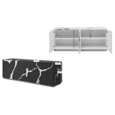 Kare Komoda CRACKED 4 drzwiowa czarno-złota 165 x 80 x 46 cm / 86436