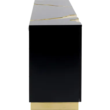 Kare Komoda CRACKED 4 drzwiowa czarno-złota 165 x 80 x 46 cm / 86436