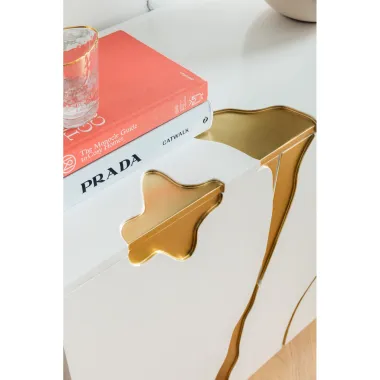 Kare Komoda CRACKED 4 drzwiowa biało złota 165 x 80 x 46 cm / 85707