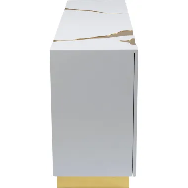 Kare Komoda CRACKED 4 drzwiowa biało złota 165 x 80 x 46 cm / 85707