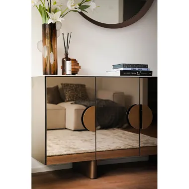 Kare Komoda LUNAR szklany beż 160 x 80 x 45cm / 70135