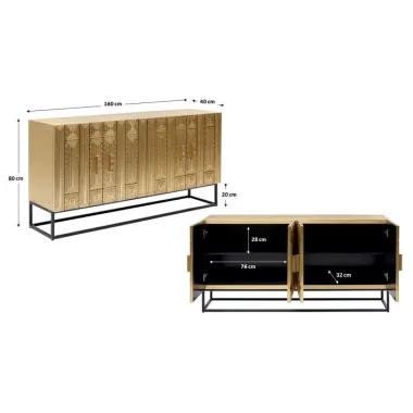 Kare Komoda MARRAKESH złoty 160 x 80 x 40cm / 86151