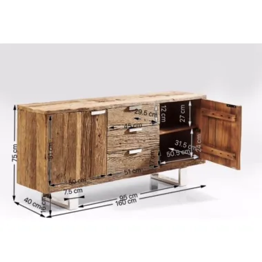 Kare Komoda RUSTICO BARRACUDA srebrno brązowa 160 x 75 x 40cm / 82850