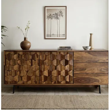 WOHNLING Komoda MYSTIC LIVING sheesham 175 x 70 x 40cm / WL7.029