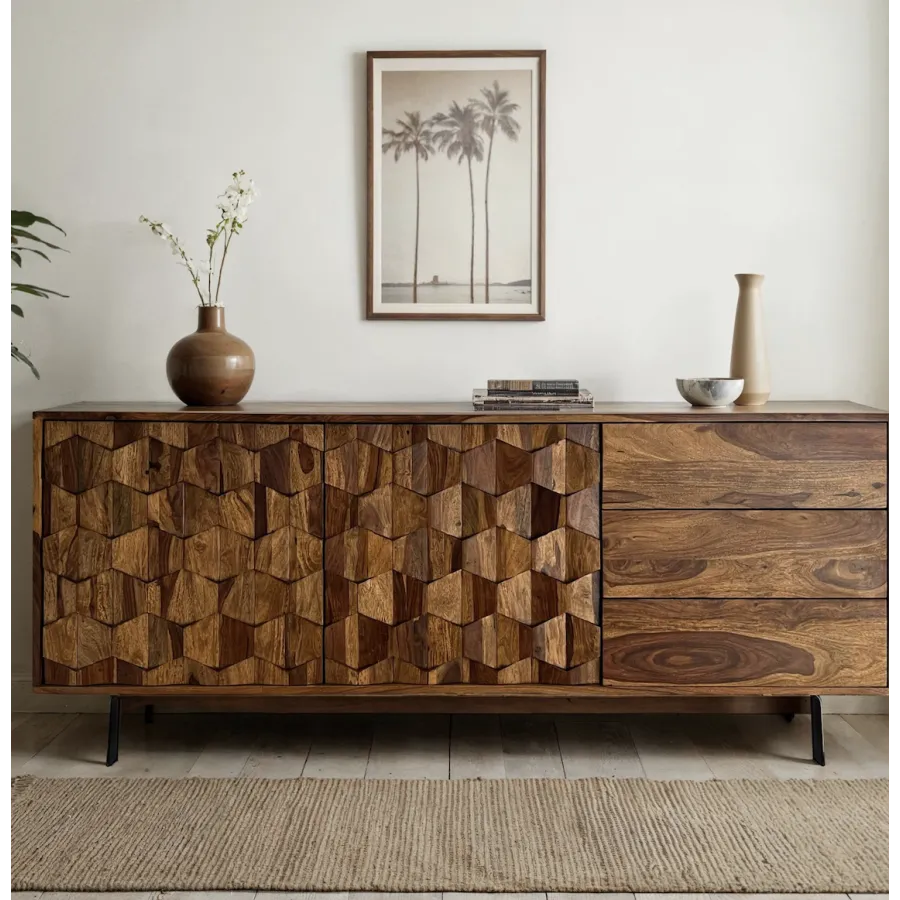 WOHNLING Komoda MYSTIC LIVING sheesham 175 x 70 x 40cm / WL7.029