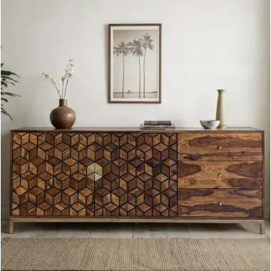 WOHNLING Komoda MYSTIC LIVING sheesham 180 x 70 x 40cm / WL7.040