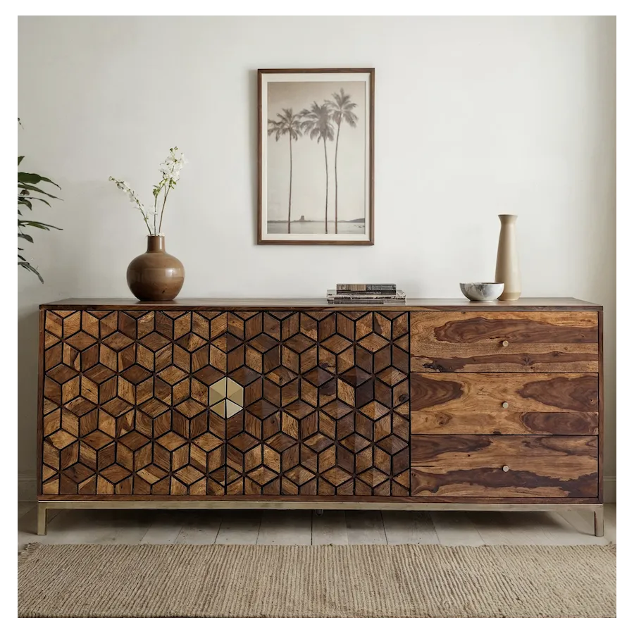 WOHNLING Komoda MYSTIC LIVING sheesham 180 x 70 x 40cm / WL7.040