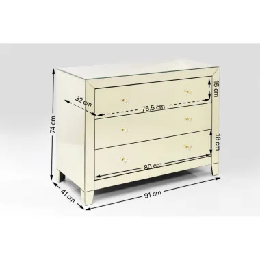 Kare Komoda LUXURY PEARL Lustrzana 91 x 75 x 41cm / 83892