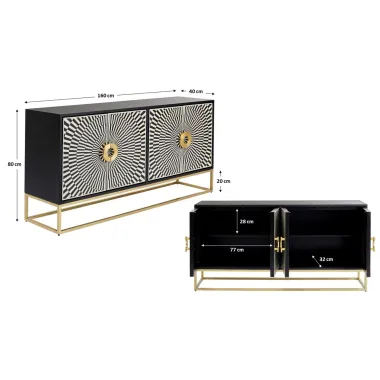 Kare Komoda ELECTRO HERITAGE 4 drzwiowa czarna 160 x 81 x 40cm / 84705