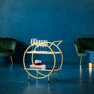 Kare Wózek barowy LOFT złoty 74 x 85 x 40cm / 84824