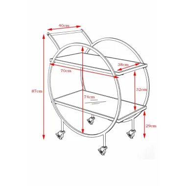 Kare Wózek barowy LOFT czarny 74 x 85 x 40cm / 84545