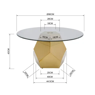 Kare Stolik kawowy RICCHEZZA złoty Ø 90 x 35 x 90cm / 70705