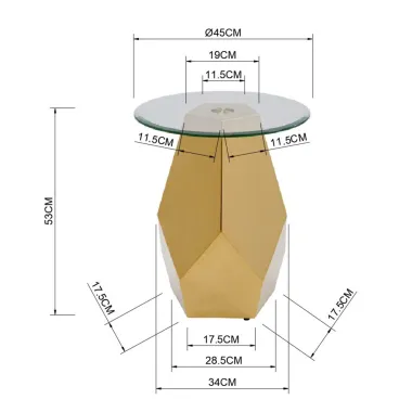 Kare Stolik boczny RICCHEZZA złoty Ø 45 x 35 x 45cm / 70706