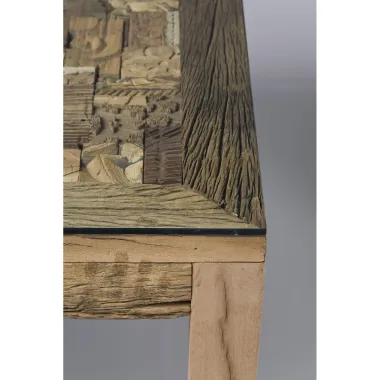 Kare Stół MEMORY BARRACUDA drewno z recyklingu brązowy 160 x 76 x 80cm / 76163