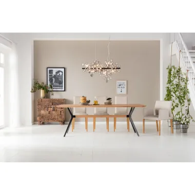 Kare Stół DOWNTOWN dębowy brązowy 220 x 77 x 100cm / 80759