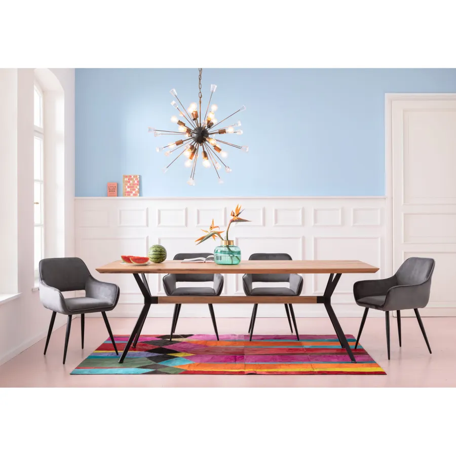 Kare Stół DOWNTOWN dębowy brązowy 220 x 77 x 100cm / 80759