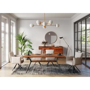 Kare Stół DOWNTOWN lity orzech brązowy 180 x 77 x 90cm / 85202