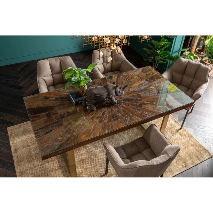 Kare Stół CONLEY BRASS mango brązowe 180 x 76 x 90cm / 84880