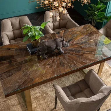 Kare Stół CONLEY BRASS mango brązowe 180 x 76 x 90cm / 84880