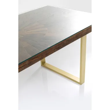 Kare Stół CONLEY BRASS drewno akacji z recyklingu brązowe 160 x 76 x 80cm / 85189