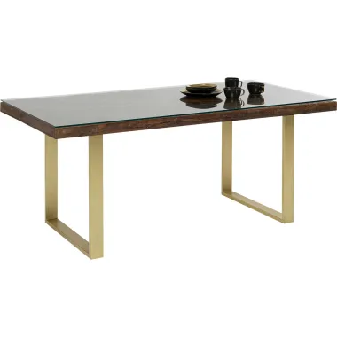 Kare Stół CONLEY BRASS drewno akacji z recyklingu brązowe 160 x 76 x 80cm / 85189