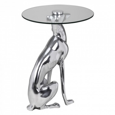 WOHNLING Design Deco table Figure DOG Aluminium Colour Silver