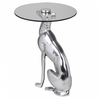 WOHNLING Design Deco table Figure DOG Aluminium Colour Silver