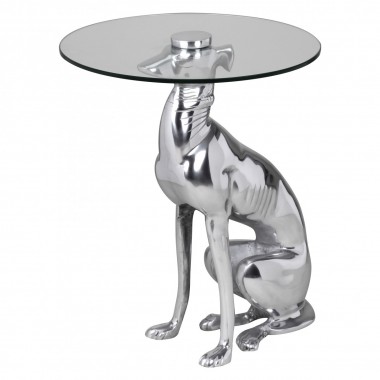 WOHNLING Design Deco table Figure DOG Aluminium Colour Silver