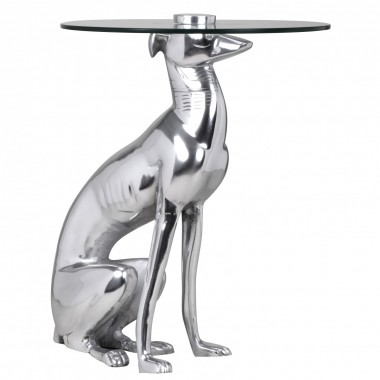 WOHNLING Design Deco table Figure DOG Aluminium Colour Silver