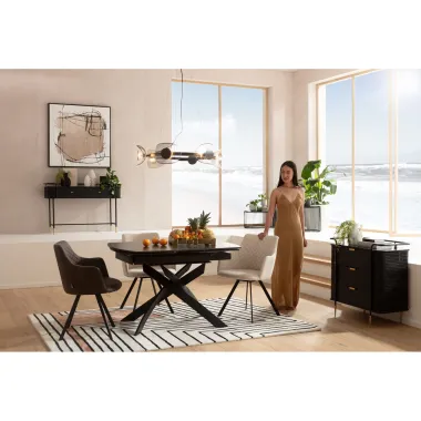 KARE Stół Rozkładany TWIST ONYX ceramiczny 120-180 x 76 x 90cm / 86736