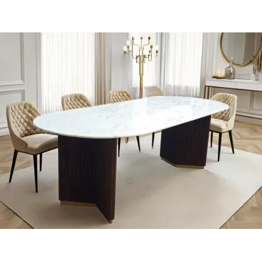 Invicta Stół GATSBY brązowe mango marmurowy blat rama V 240cm / 45829