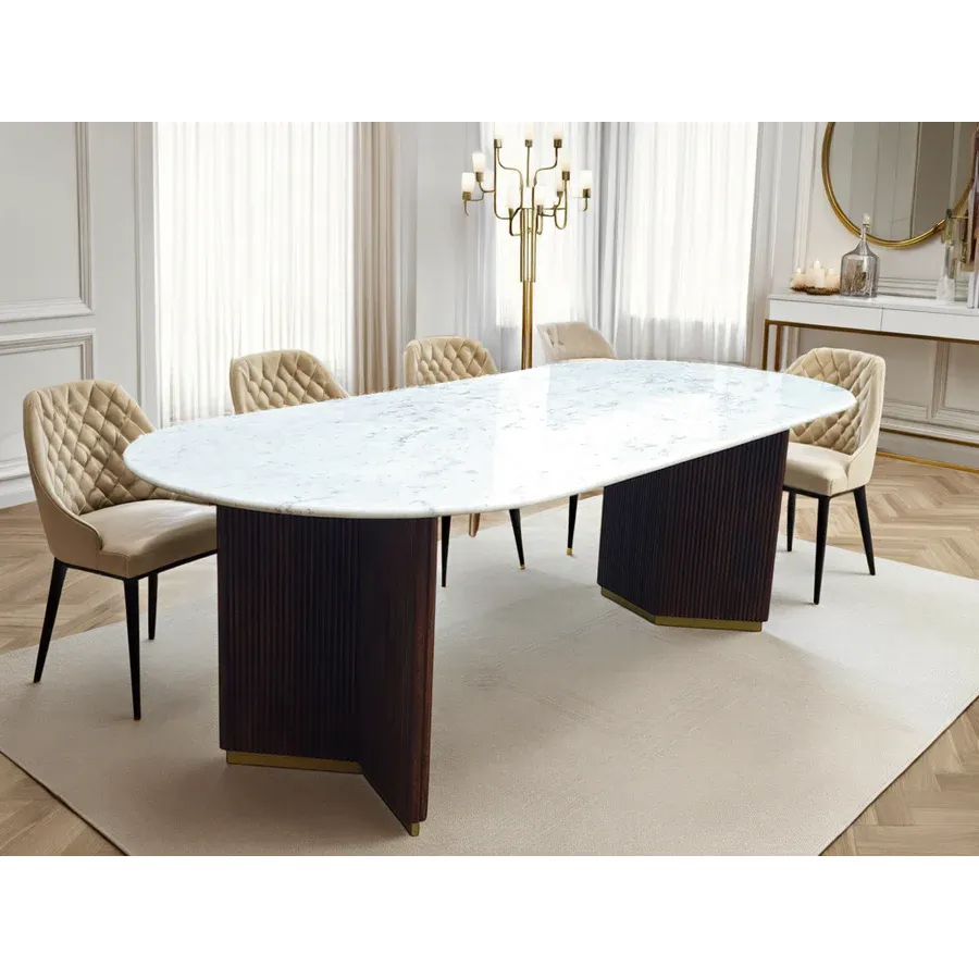 Invicta Stół GATSBY brązowe mango marmurowy blat rama V 240cm / 45829