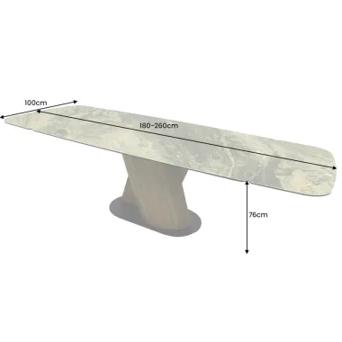 Invicta Stół ELEMENTS ceramiczny rozkładany rama orzechowa 180 -260 x 76 x 100cm / 46476