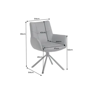 Invicta Krzesło SIGNATURE tapicerowane obrotowe 360° czarna skóra 64 x 86 x 64cm / 47469