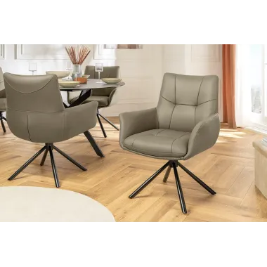 Invicta Krzesło SIGNATURE tapicerowane obrotowe 360° taupe skóra 64 x 86 x 64cm / 47468