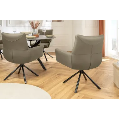 Invicta Krzesło SIGNATURE tapicerowane obrotowe 360° taupe skóra 64 x 86 x 64cm / 47468