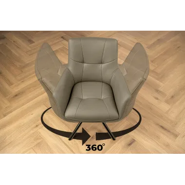Invicta Krzesło SIGNATURE tapicerowane obrotowe 360° taupe skóra 64 x 86 x 64cm / 47468