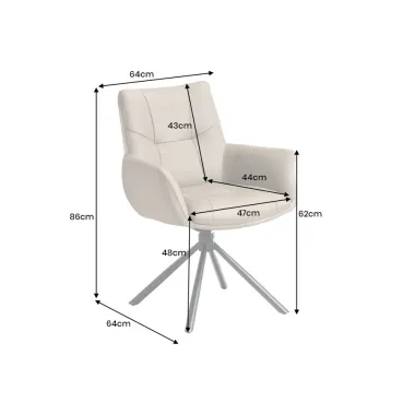 Invicta Krzesło SIGNATURE tapicerowane obrotowe 360° taupe skóra 64 x 86 x 64cm / 47468