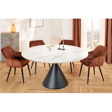 Invicta Stół SIGNATURE ceramiczny biały marmurowy blat Ø 135 x 76cm / 47471