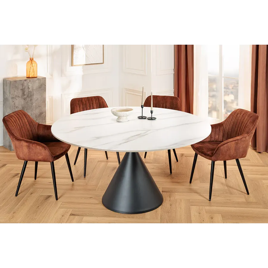 Invicta Stół SIGNATURE ceramiczny biały marmurowy blat Ø 135 x 76cm / 47471