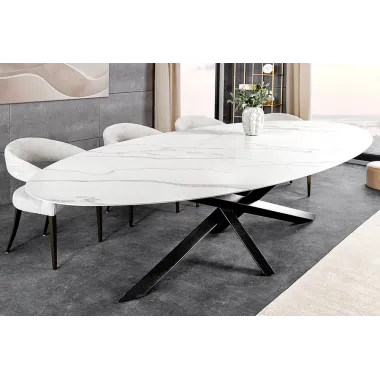 Invicta Stół SCULPTURE ceramiczny biały marmurowy blat 280 x 75 x 130cm / 46474