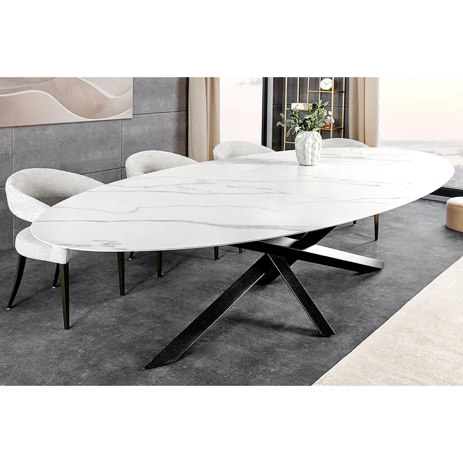 Invicta Stół SCULPTURE ceramiczny biały marmurowy blat 280 x 75 x 130cm / 46474