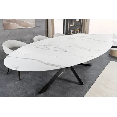 Invicta Stół SCULPTURE ceramiczny biały marmurowy blat 280 x 75 x 130cm / 46474