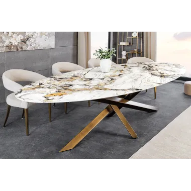 Invicta Stół SCULPTURE ceramiczny brązowy marmurowy blat 280 x 75 x 130cm / 46473