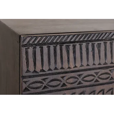 Invicta Komoda TRIBAL 3D antyczny wygląd ciemny brązowy mango 100 x 120 x 38cm / 45996