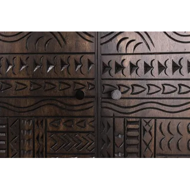 Invicta Komoda TRIBAL 3D antyczny wygląd ciemny brązowy mango 100 x 120 x 38cm / 45996