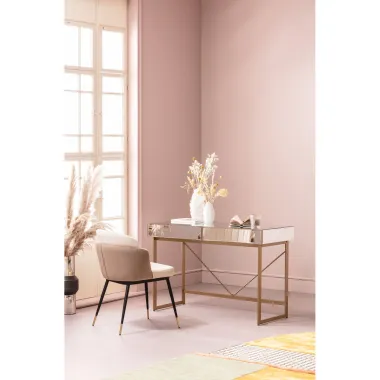 Kare Biurko Lustrzane SORAN złote 120 x 77 x 50cm / 86841