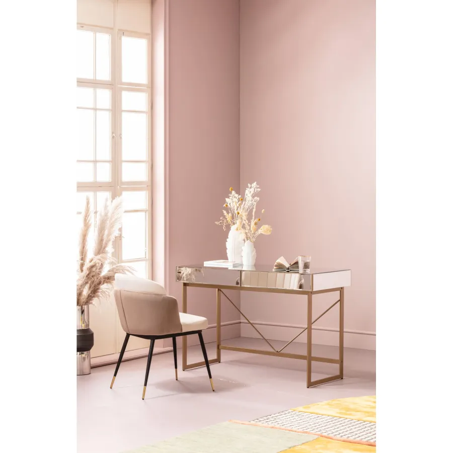 Kare Biurko Lustrzane SORAN złote 120 x 77 x 50cm / 86841