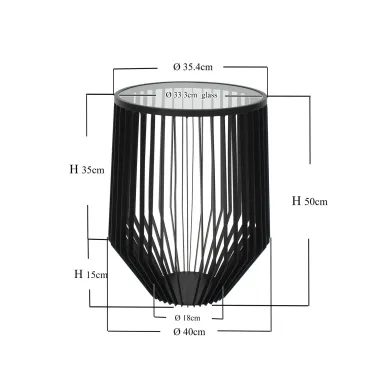 Kare Stolik Pomocniczy CORINNE czarne 40 x 50 x 40cm / 87800