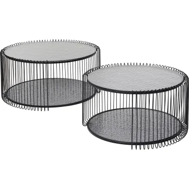 Kare Stolik kawowy WIRE (2 set) czarne 70 x 35 x 70cm / 87819